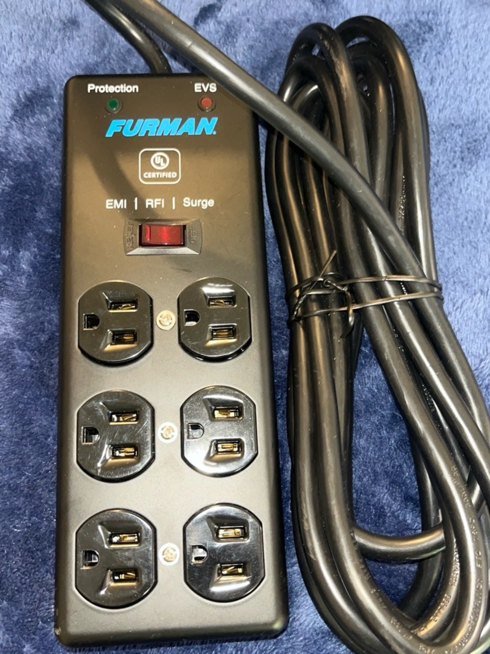 6-Outlet Black Surge Protector Power Strip with EMI/RFI Filtering